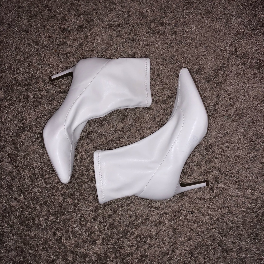 White pleather sock booties size 8.5